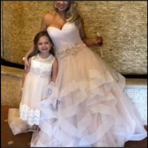 Allure Horsehair Wedding dress champagne sz 12